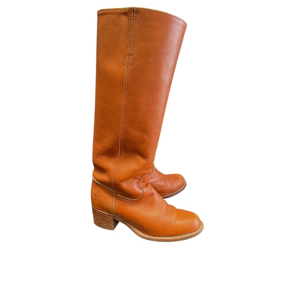 Vintage Frye 6502 Campus Knee High Leather Boot Made in USA Size 7B Saddle Color